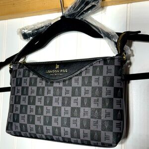 London Fog Crossbody Black and Gray Checkered Pront NWT